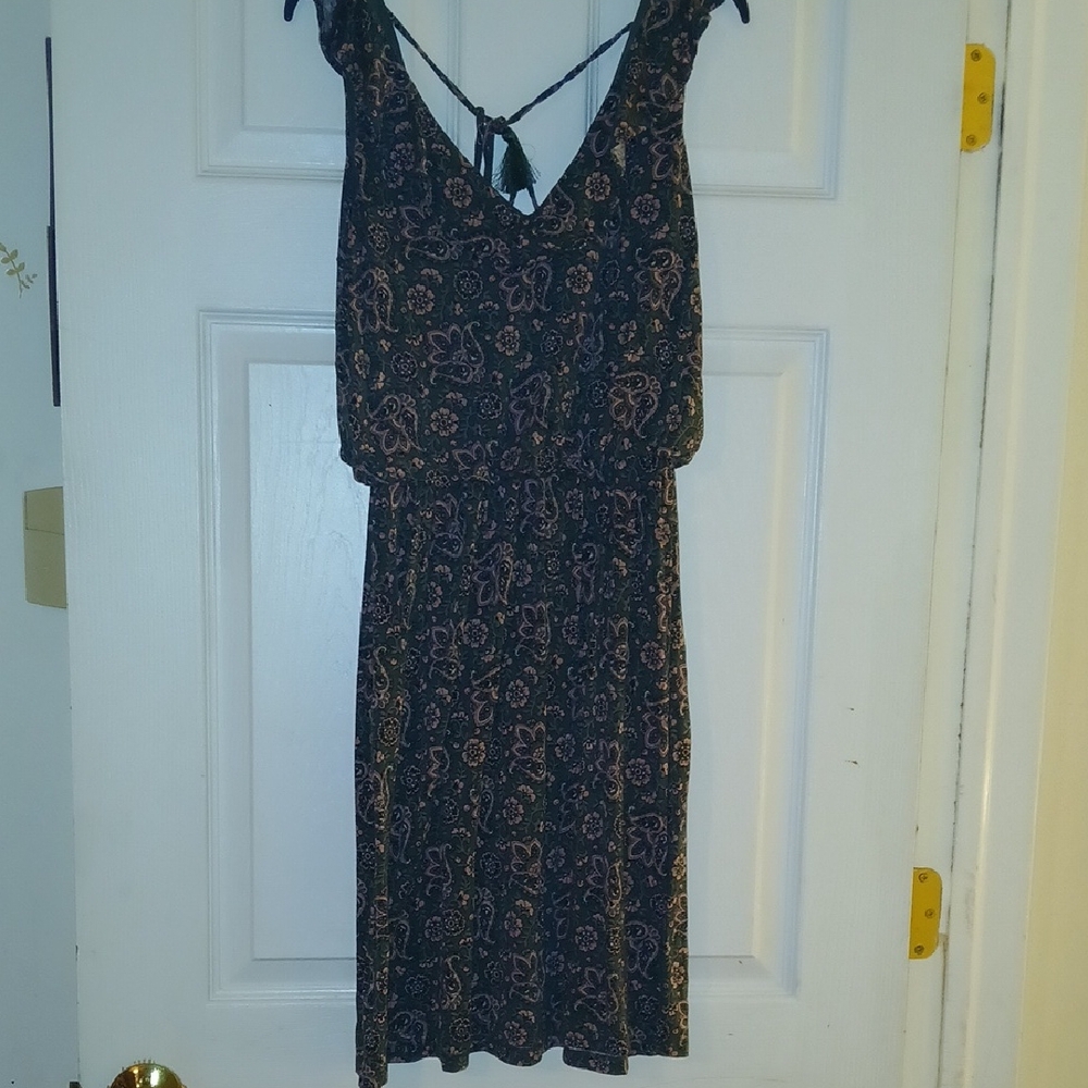 LOFT Black and Pink Floral Backless Dress